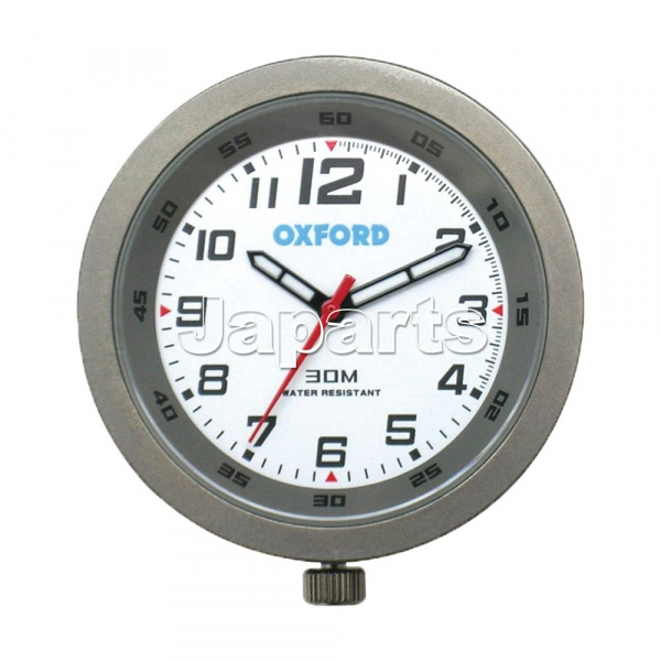 Oxford Analogue Clock White Face/Titanium