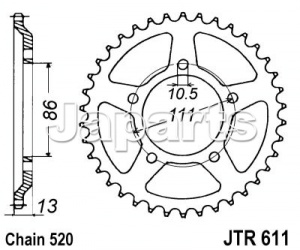 JT Rear Sprocket 611.43