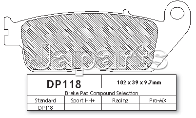 DP 118 V+A REMBLOKKEN SH150,CB250/500 '94-'96, VT/XL 600,CB/VFR/VT750,CBR1000,ST1100 '91-'02, ST1100A '92-'99, VTX1300 