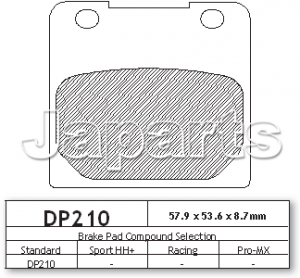 DP 210 REMBLOKKEN V+A RG500,VS600,GSX650,VS700,GS/GSR750 '85-'87, VS750 '85-'90, VS800 '92-'99, GS1100 '84-'86,GV1400,VS1400,VL1500