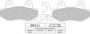 DP 211 VOORREMBLOKKEN CMX250,KLX125,KDX200/250,KLX250/650, RM125 '87'-'88, TS125/200,DR250, RM250,DR350, WR125, YZ125,WR200/250, YZ250