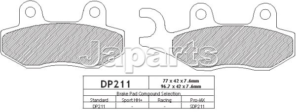 DP 211 VOORREMBLOKKEN CMX250,KLX125,KDX200/250,KLX250/650, RM125 '87'-'88, TS125/200,DR250, RM250,DR350, WR125, YZ125,WR200/250, YZ250